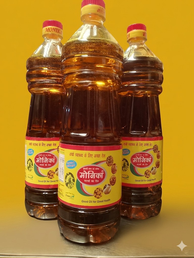 Monika mustard oil bottles
